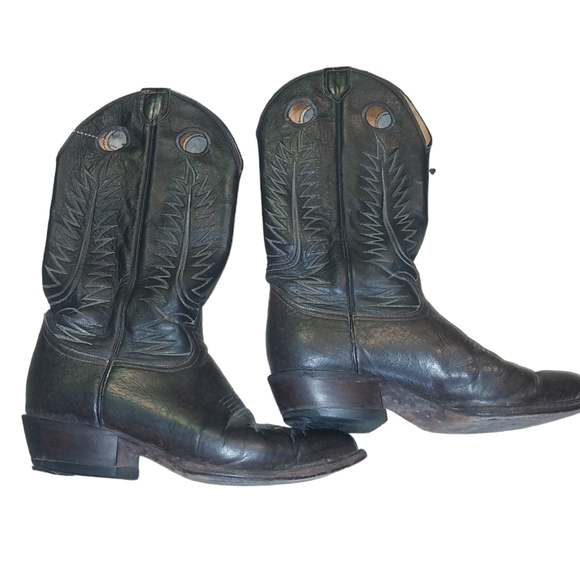 Tony Lama 16" black buckaroo Western Boots size 8 - Picture 5 of 9